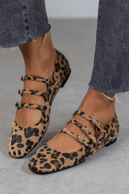 Amelie | Ortopedische Leoparden-Flats mit Schnalle