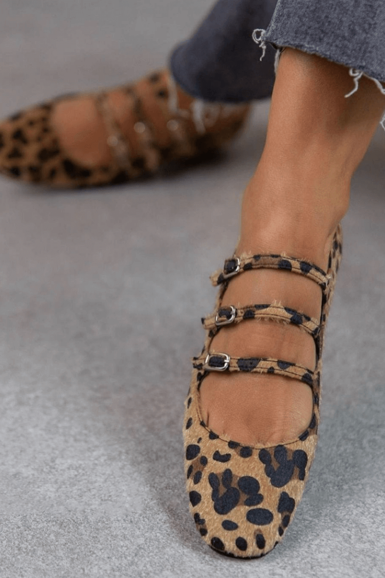 Amelie | Ortopedische Leoparden-Flats mit Schnalle