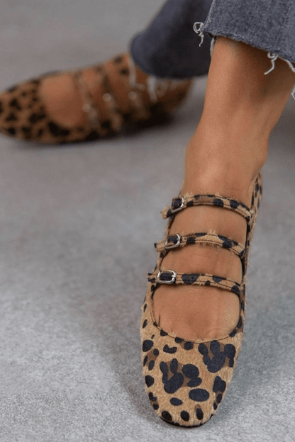 Amelie | Ortopedische Leoparden-Flats mit Schnalle