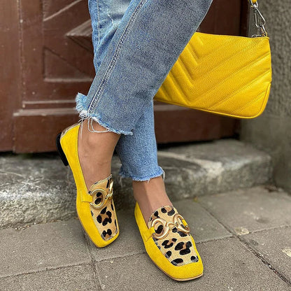 Ally | Gelber Loafer mit Tierprint-Detail
