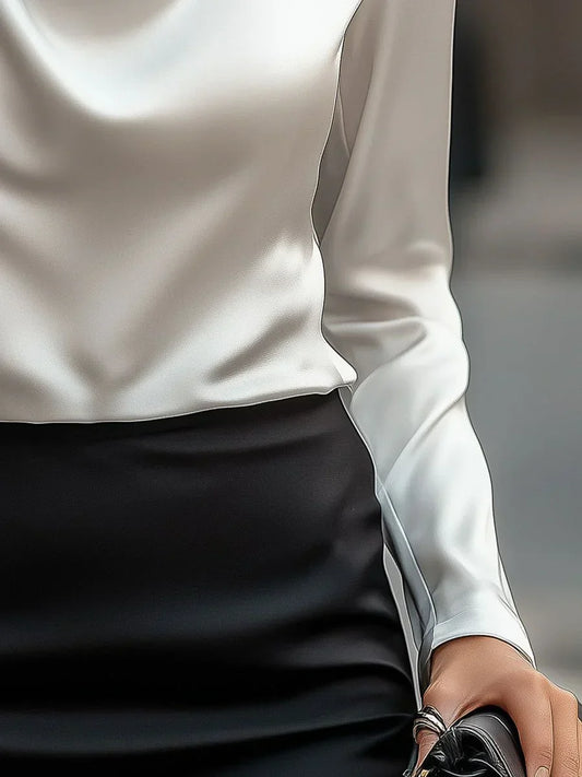 Demi - Elegante Bluse mit drapiertem Kragen